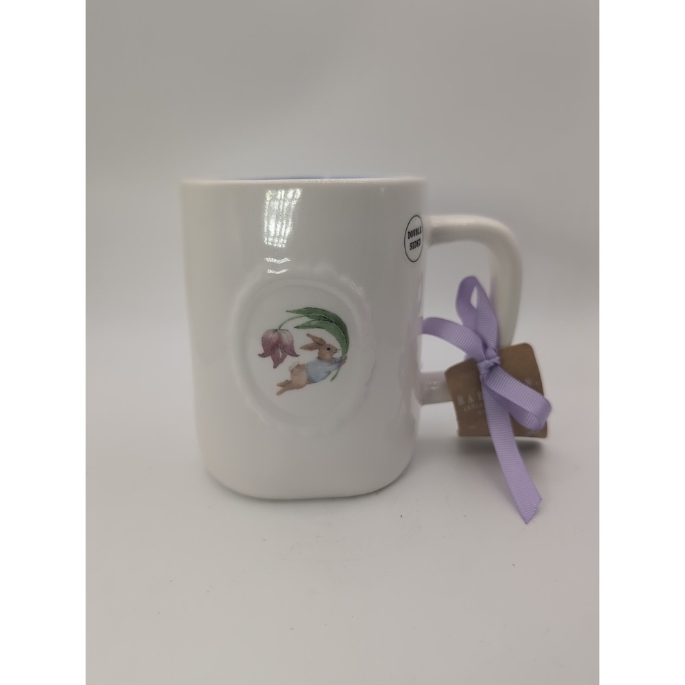 Rae Dunn OH HELLO SPRING Easter Bunny Double Sided Coffee Mug NWT